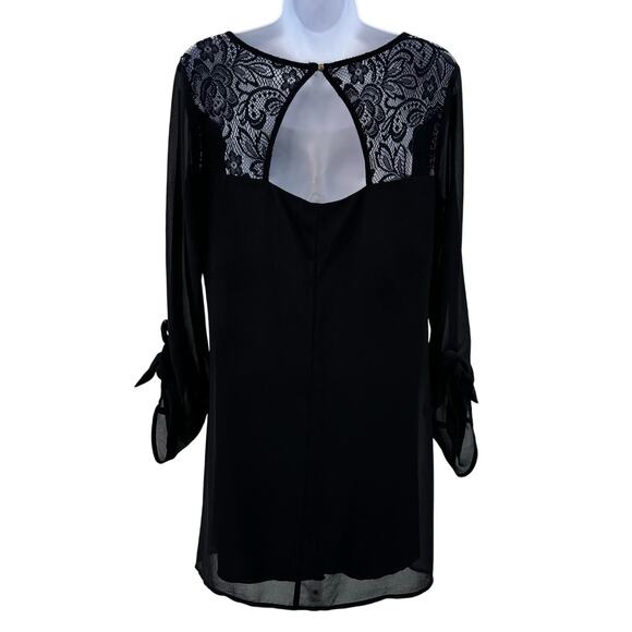 Speechless Black Lace Back Roll Tab Shift Mini Dress Juniors Medium Long Sleeve - Picture 6 of 10